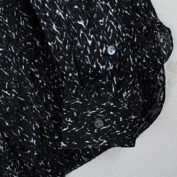 NWT Theory Chevron Burnout Button Silk Viscose Sheer Blouse Top - Picture 10 of 15